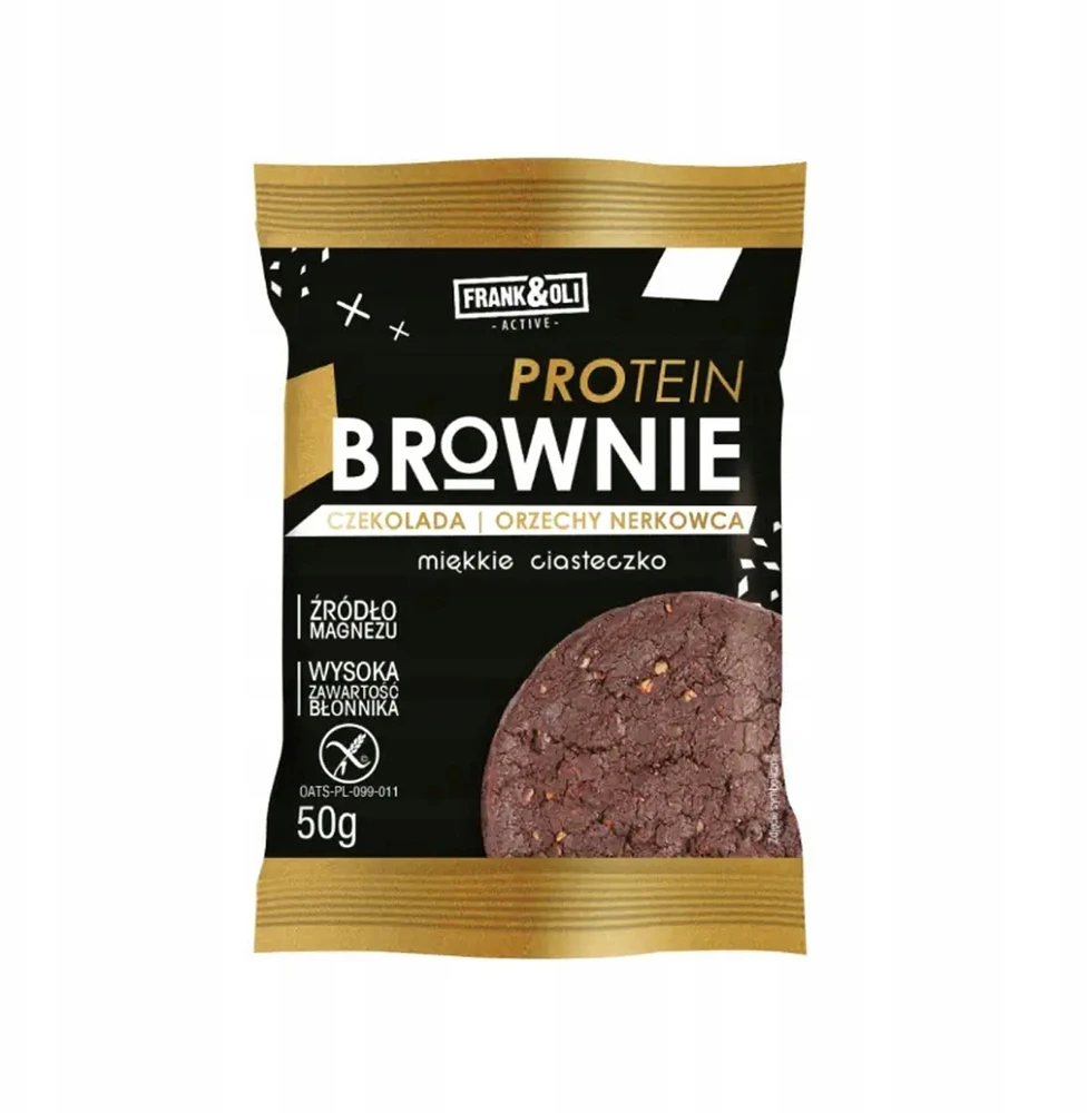 FRANK&OLI Brownie baltyminis pyragas anakardžių RIEŠUTŲ ŠOKOLADAS 50g
