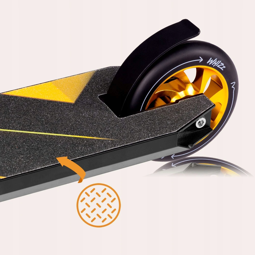 Lionelo triukinis paspirtukas, aliuminis, ABEC-9 guoliai, 110 mm ratai, iki 100 kg, LO-WHIZZ Juodas CARBON Geltonas