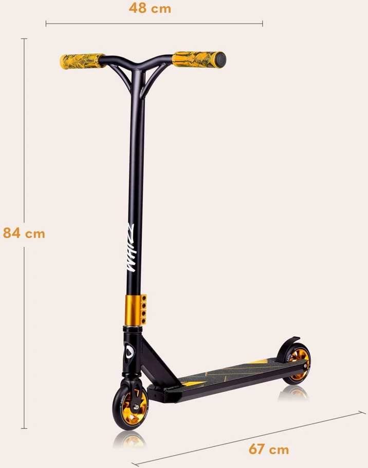Lionelo triukinis paspirtukas, aliuminis, ABEC-9 guoliai, 110 mm ratai, iki 100 kg, LO-WHIZZ Juodas CARBON Geltonas