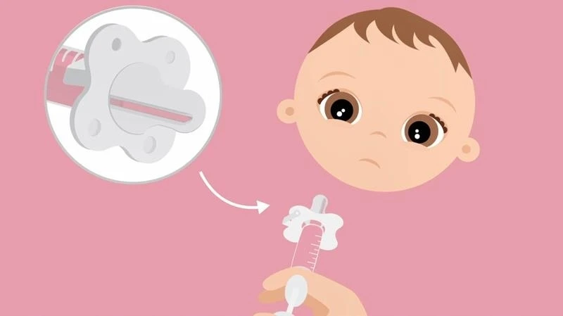 Fridababy Frida Baby čiulptukas vaistams duoti. Čiulptuko formos vaistų dozatorius