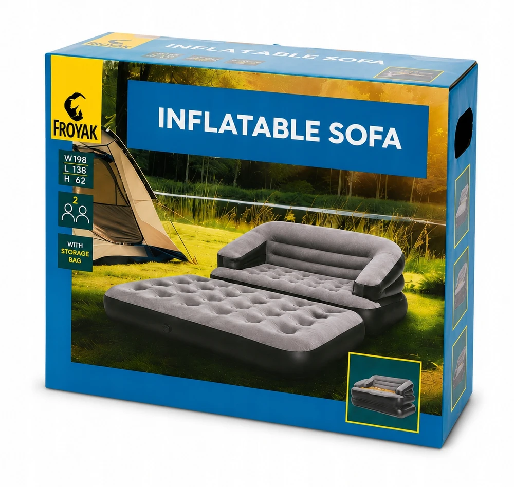 Froyak PRIEMONĖS ČIUŽINIS 2-vietis 2in1 Namų sodui 198x138x62cm DIDELI ATLAIDUOJAMOJI SOFA