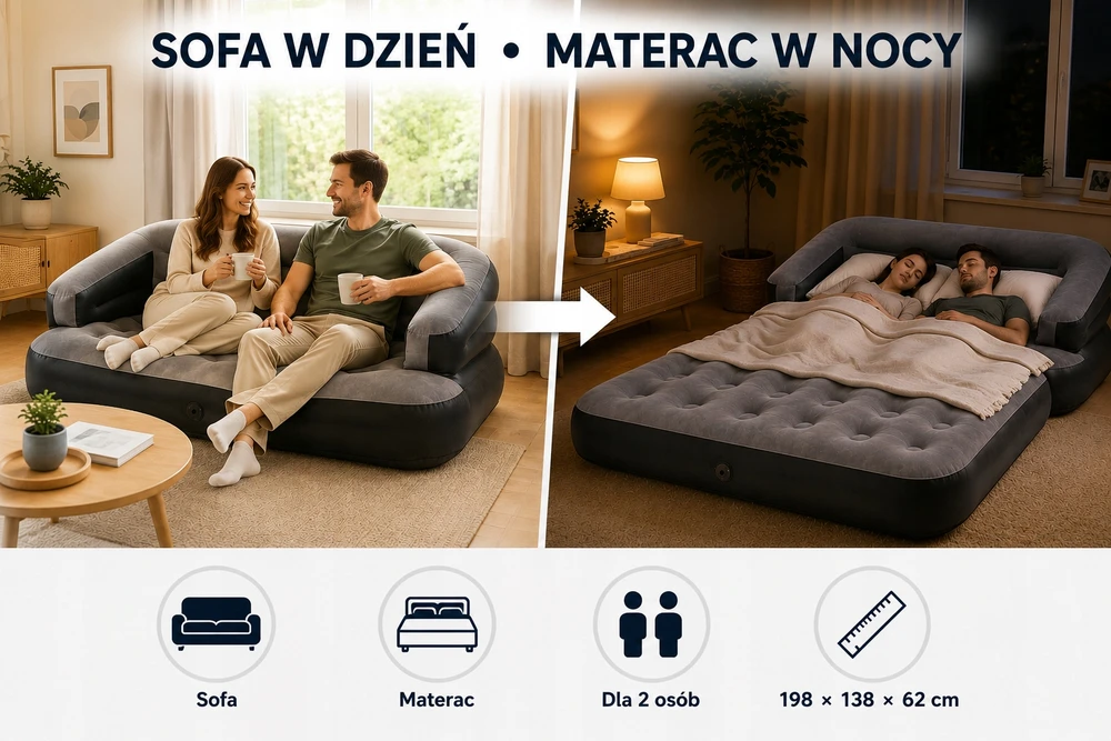 Froyak PRIEMONĖS ČIUŽINIS 2-vietis 2in1 Namų sodui 198x138x62cm DIDELI ATLAIDUOJAMOJI SOFA