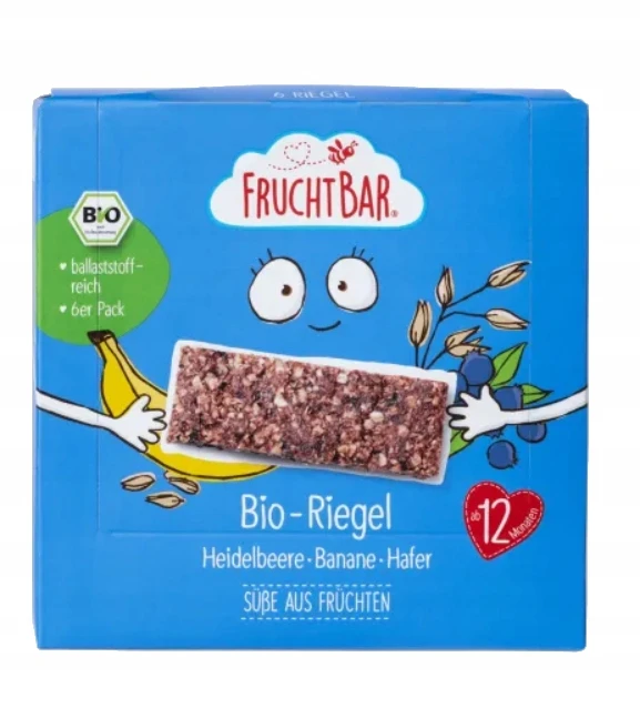 FRUCHTBAR GRŪDŲ BATONAI MĖLYGŲ BANANAI AVIŽOS 6X23