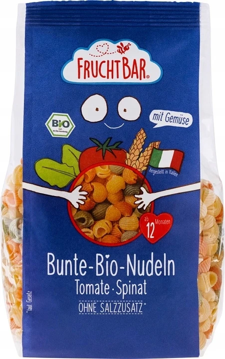Fruchtbar Kietųjų kviečių makaronai su pomidorais ir špinatais po 12 mėnesių BIO 300g