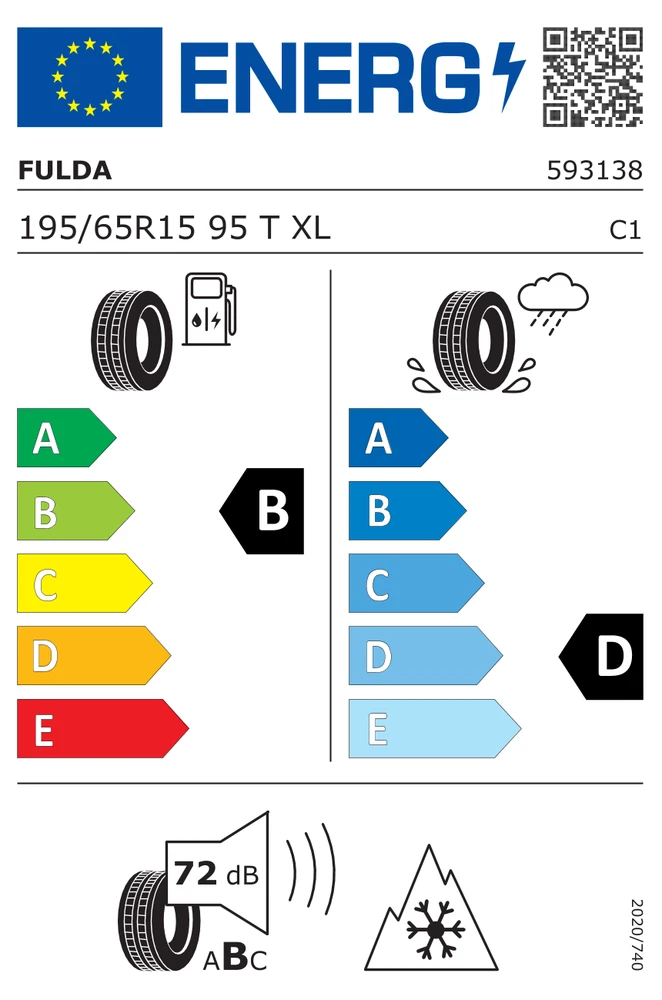195/65R15 KRISTALL MONTERO 3 MS 95T XL FULDA