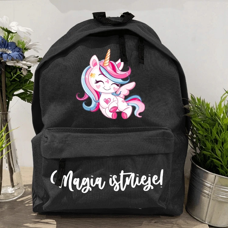 Funandstyle Juodas mokyklinis kuprinė "magia Istieje" - talpi ir stilinga