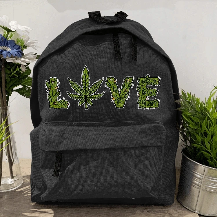 Funandstyle Mokyklinis rinkinys: kuprinė, penalas ir segė "love Weed"