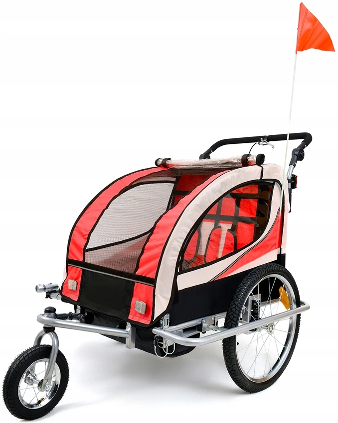 Funfit Kids VAIKiška DVIRAČIO PRIEKABA 2 ASMENIMS SU PAKABA 3in1 + LED APŠVIETIMAS