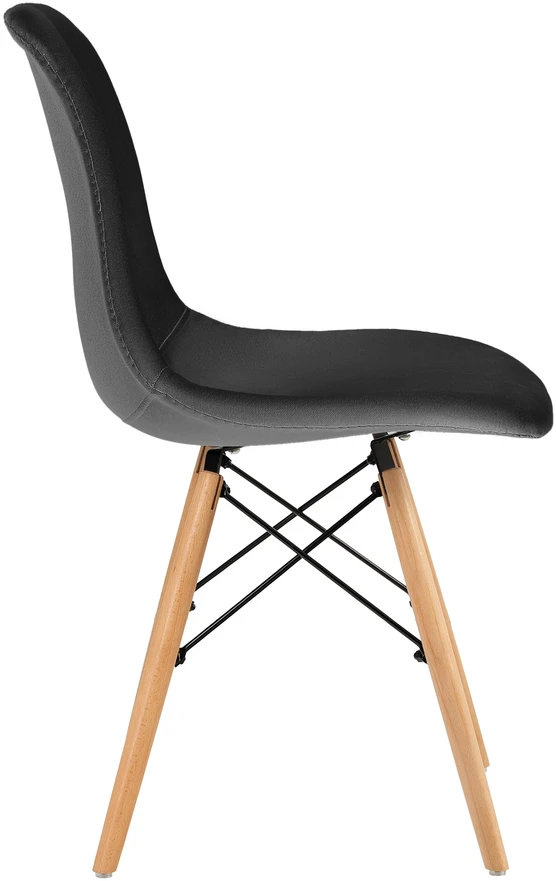 FURNIFY | EIRA kėdė, 6 vnt., apmušta medinėmis kojelėmis | Juoda