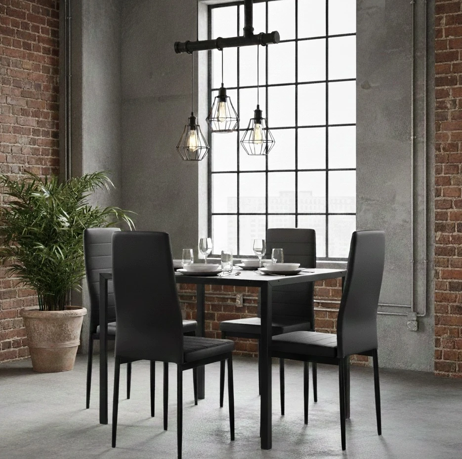 FURNIFY | HYGGE kėdė iš eko odos | Valgomajam, virtuvei | Metalinės kojos