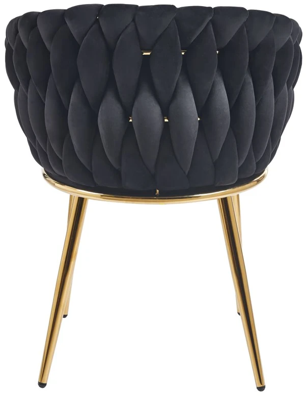 Furnitex GLAMOUR Juodas VELVET MINŠTA KĖDĖ ANT AUKSINIŲ KOJŲ K7-FX (G)