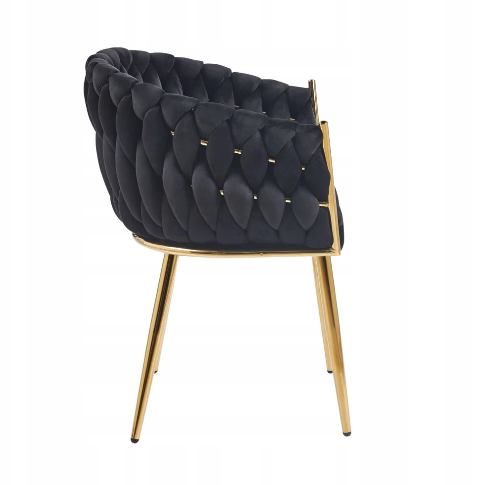 Furnitex GLAMOUR Juodas VELVET MINŠTA KĖDĖ ANT AUKSINIŲ KOJŲ K7-FX (G)