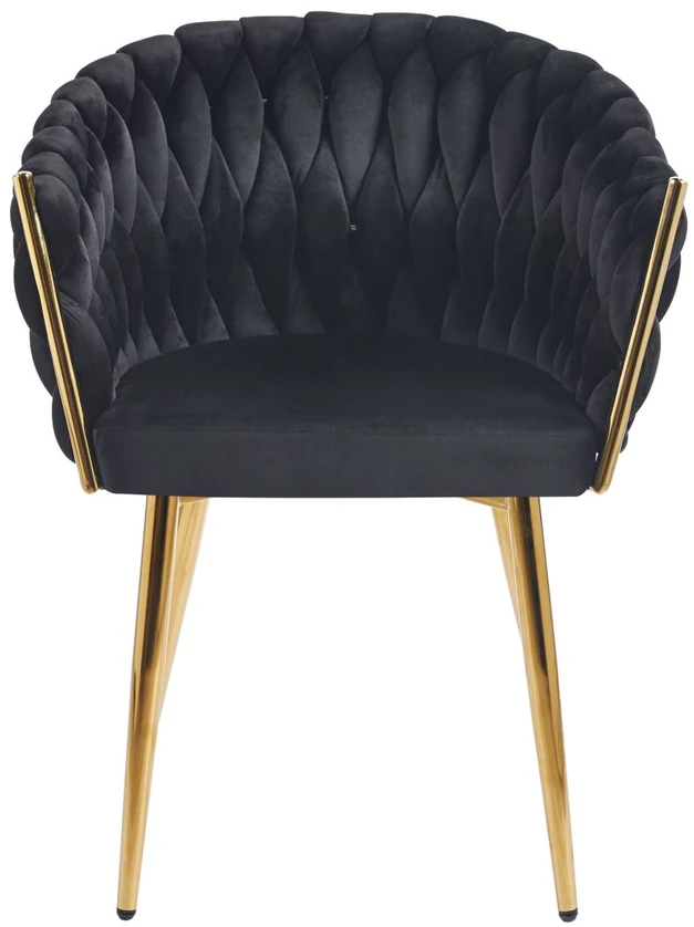 Furnitex GLAMOUR Juodas VELVET MINŠTA KĖDĖ ANT AUKSINIŲ KOJŲ K7-FX (G)