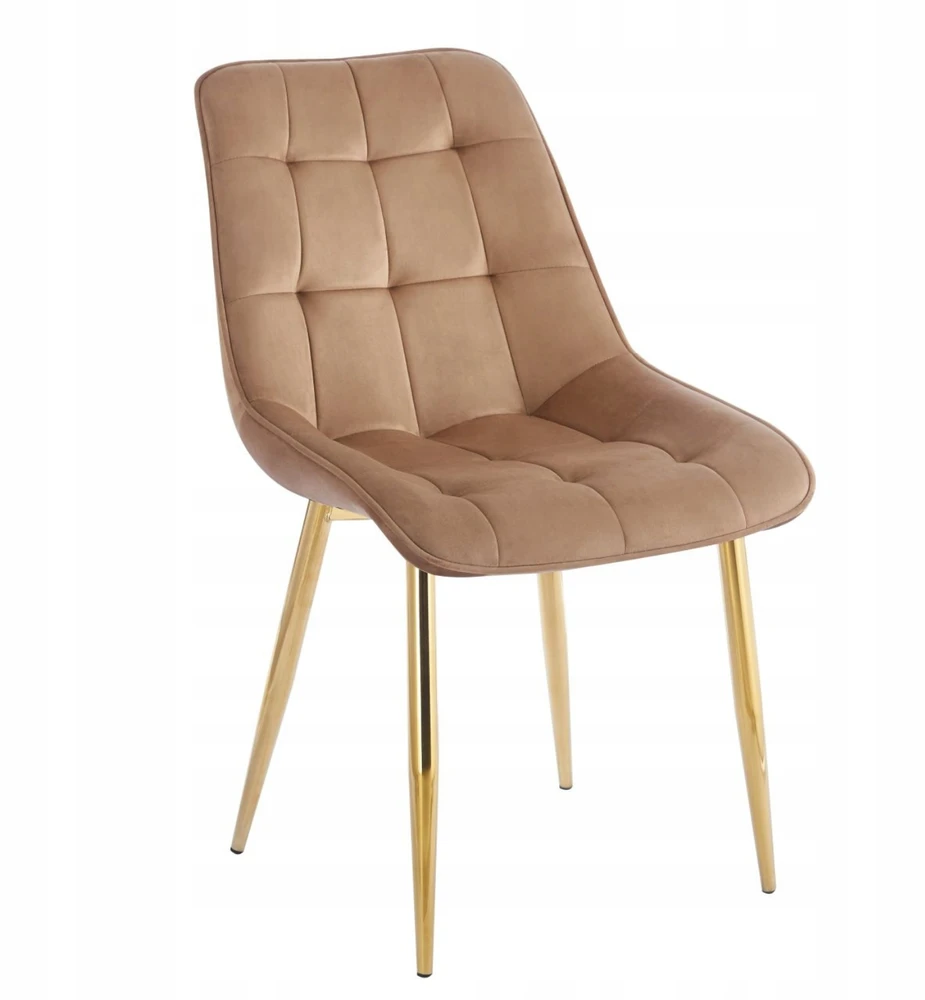 Furnitex Glamour Veliūrinė kėdė su auksinėmis kojomis Velvet Riviera 24 Cappuccino CHIC