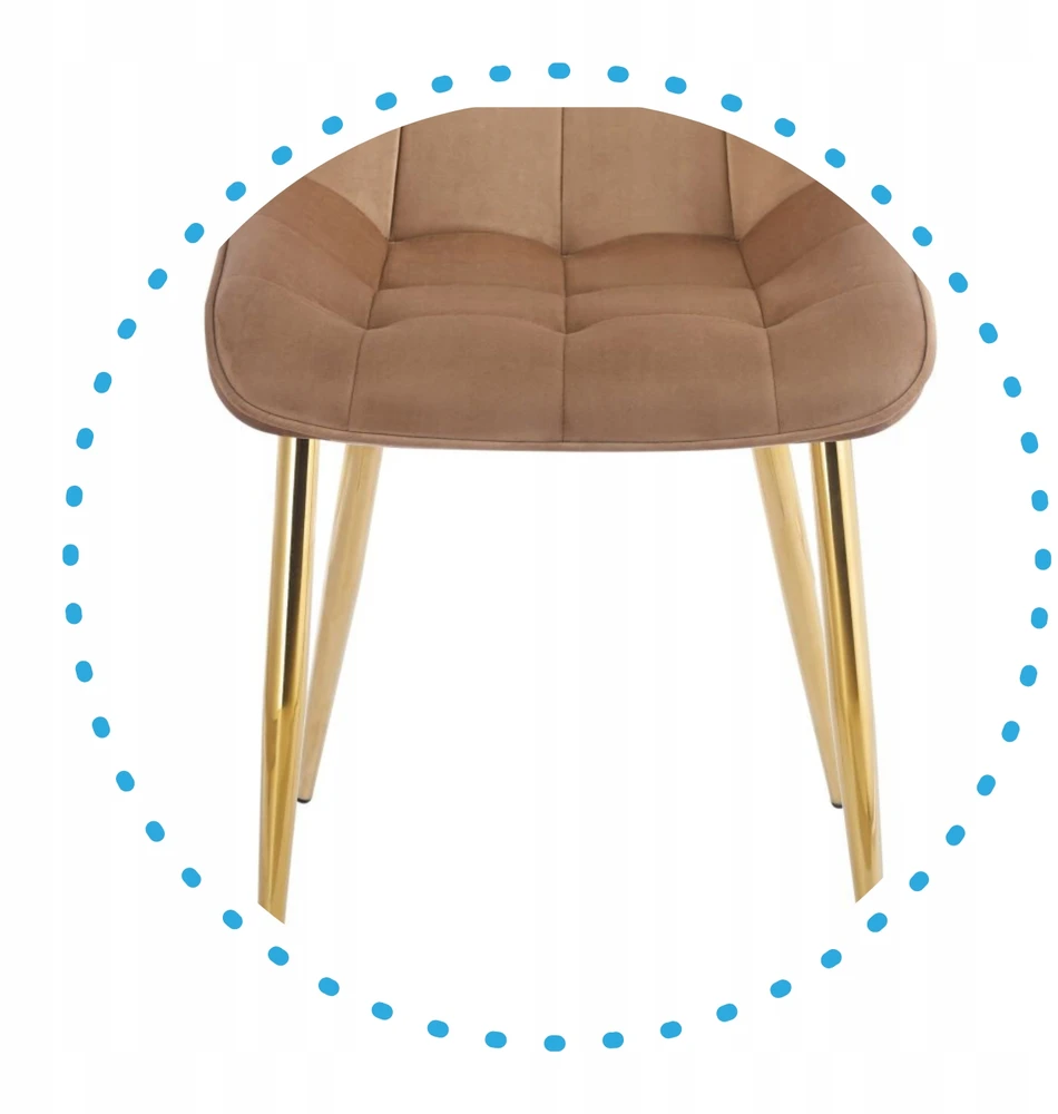 Furnitex Glamour Veliūrinė kėdė su auksinėmis kojomis Velvet Riviera 24 Cappuccino CHIC