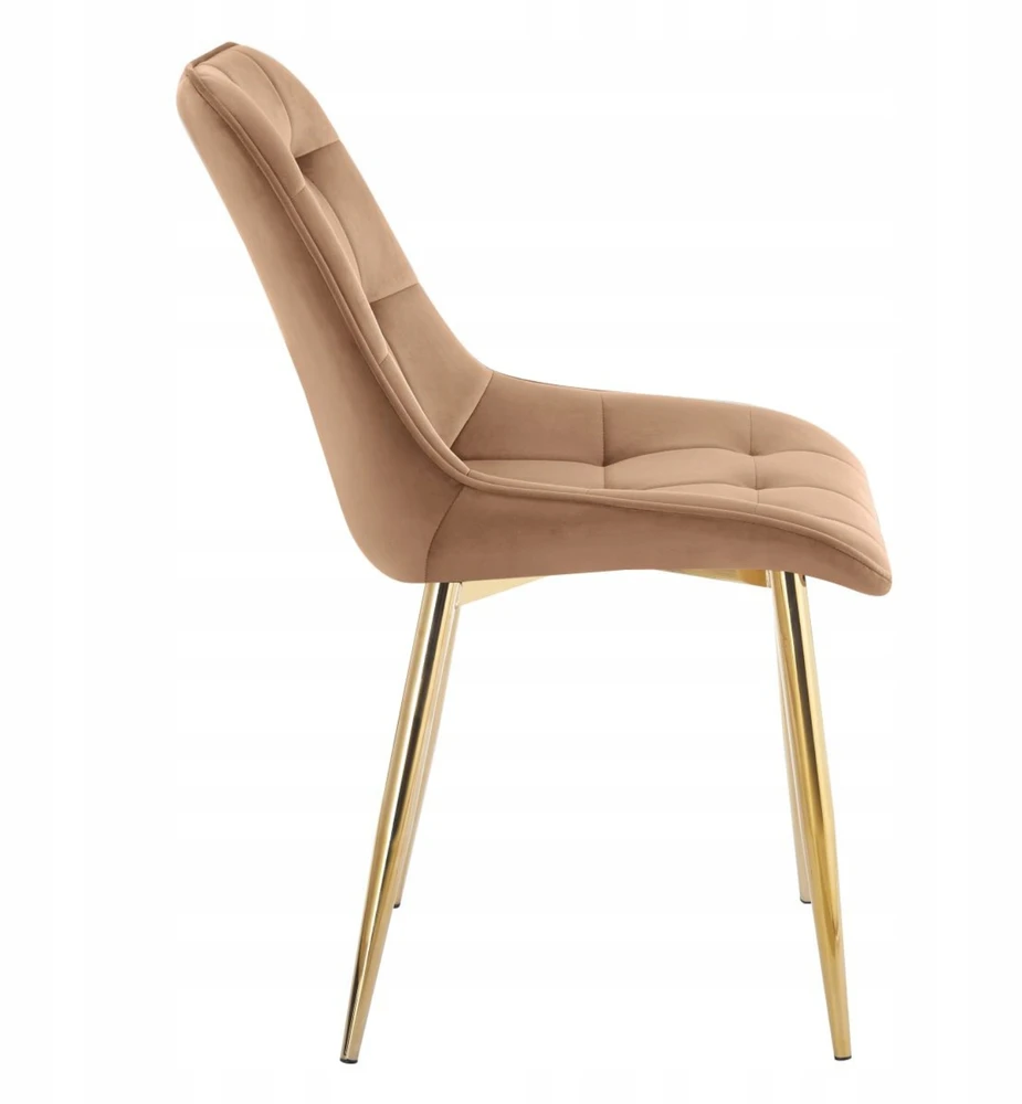 Furnitex Glamour Veliūrinė kėdė su auksinėmis kojomis Velvet Riviera 24 Cappuccino CHIC