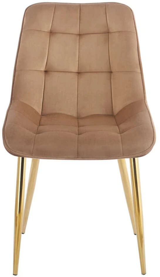 Furnitex Glamour Veliūrinė kėdė su auksinėmis kojomis Velvet Riviera 24 Cappuccino CHIC