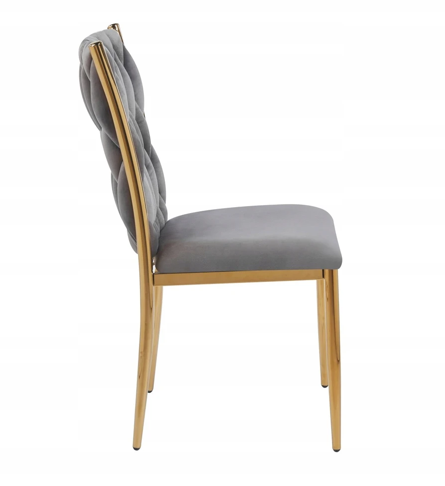 Furnitex GLAMOUR VELVET APVALŠTAS INTERPRECTED KĖDĖ PILKA / GOLD K37-FX