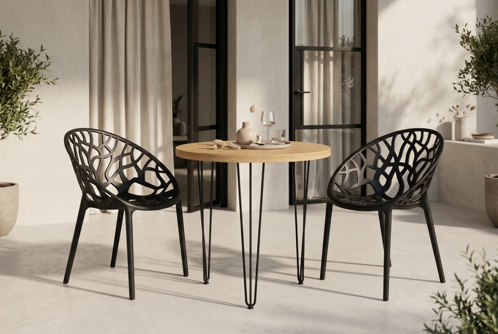 Furnitex JUODA AKŪRINĖ SODO KĖDĖ, APSAUGA nuo UV spindulių K16-FX ŠVIESA STYLING