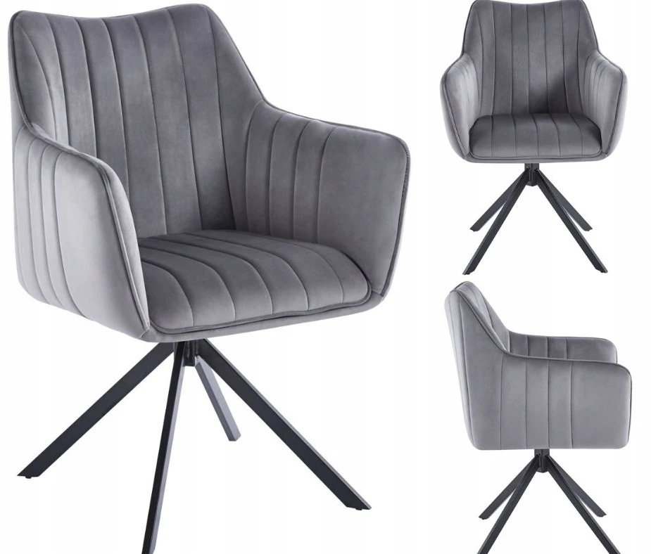 Furnitex K10-FX Pilkas VELVET apmušta ROTATING kėdė