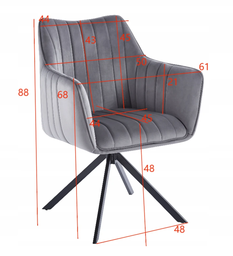 Furnitex K10-FX Pilkas VELVET apmušta ROTATING kėdė