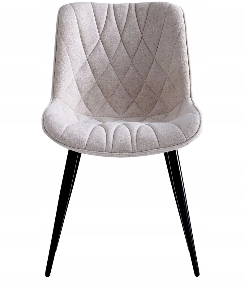 Furnitex K21-FX Smėlio spalvos dygsniuota kėdė juodomis kojomis