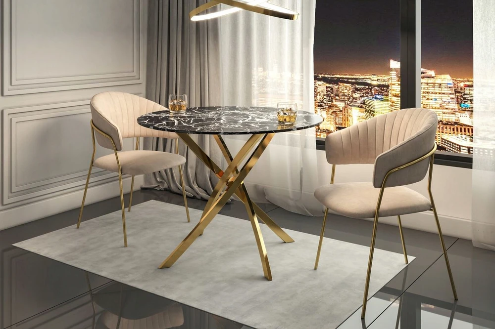 Furnitex K4-FX aksominė smėlio spalvos kėdė