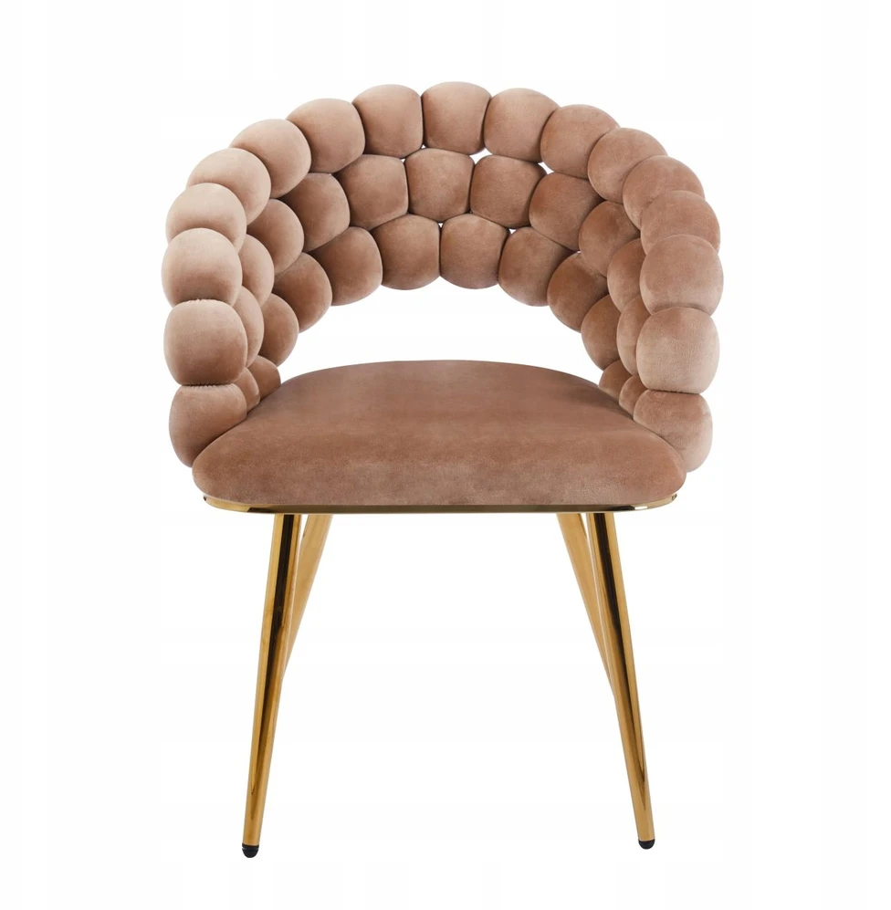 Furnitex Krėslas Bubble cappuccino, aksomas, auksinis rėmas