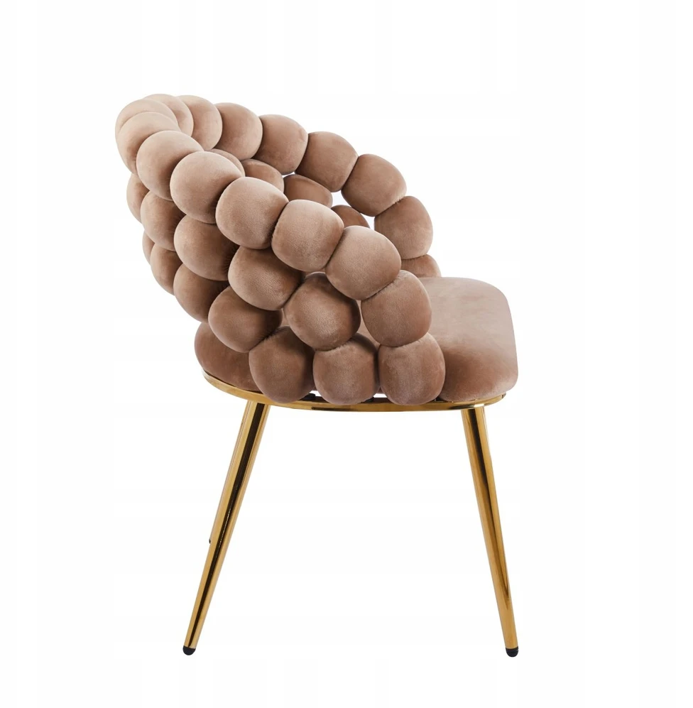 Furnitex Krėslas Bubble cappuccino, aksomas, auksinis rėmas