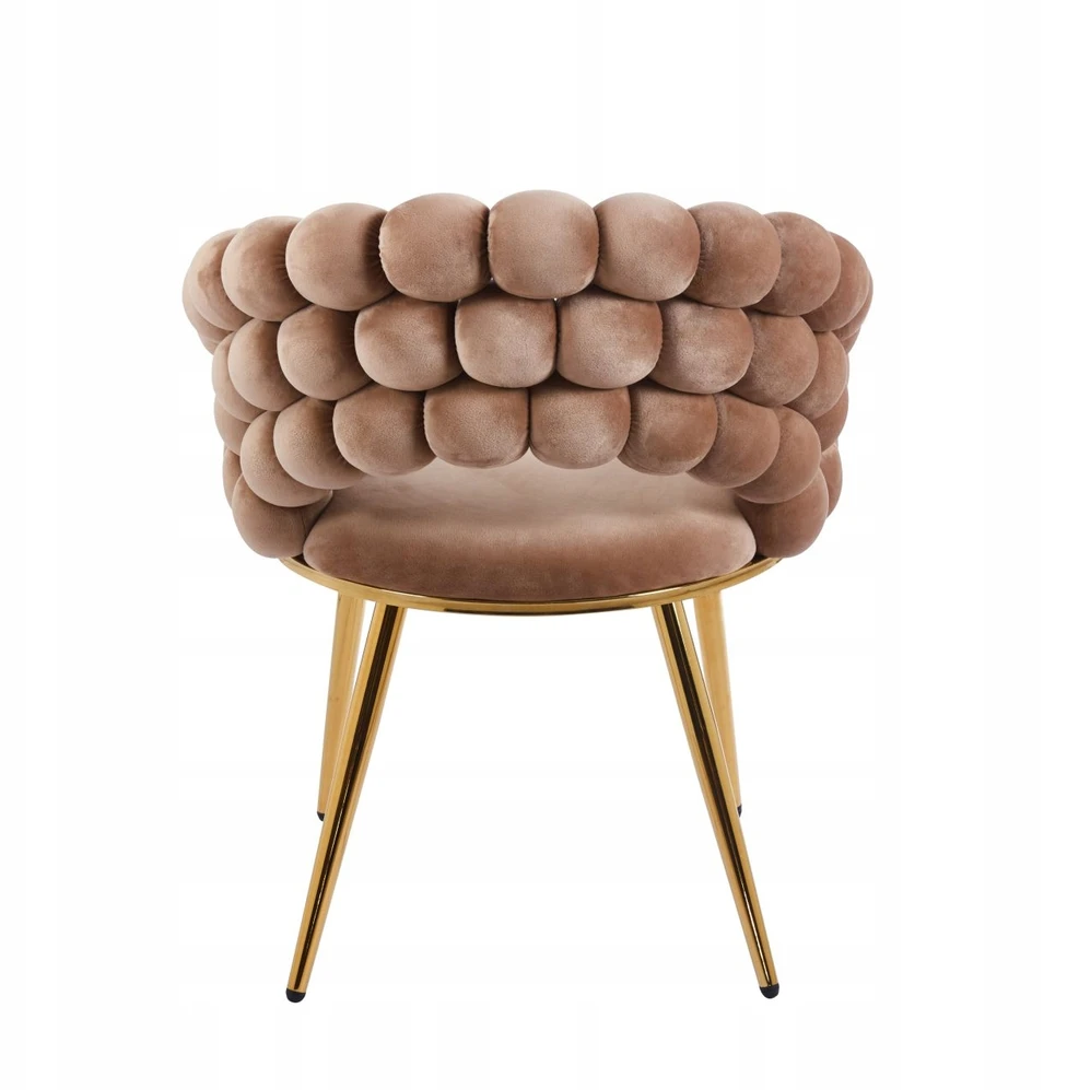 Furnitex Krėslas Bubble cappuccino, aksomas, auksinis rėmas