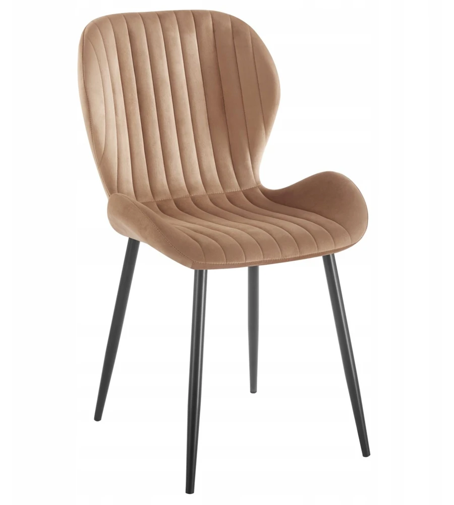 Furnitex MINIMALISTINĖ kapučino kėdė SVEČIAVAM KAMBARIUI, Veliūrinė, Minkšta