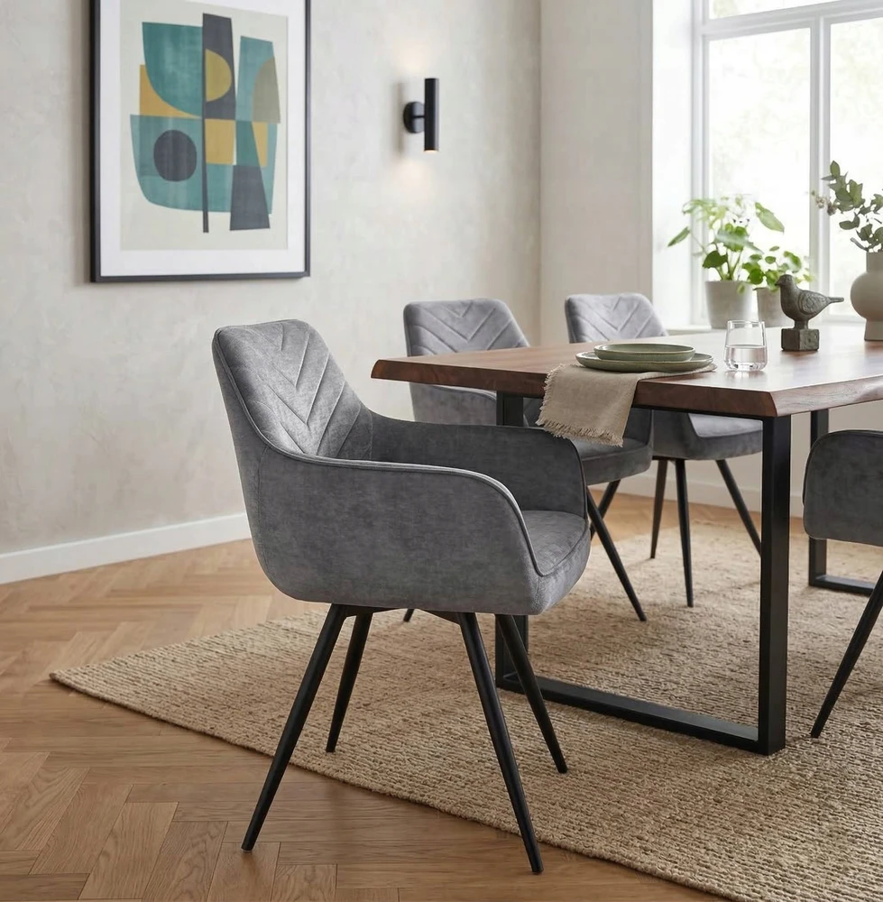 Furnitex MINŠTA PILKA SUKIANTI KĖDĖ 180 DAVIS VĖJO APTAŠYMO GRĄŽIMO KĖDĖ