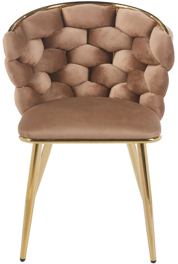 Furnitex Modernus virtuvės kėdė su velvetu ir auksiniu rėmu, cappuccino