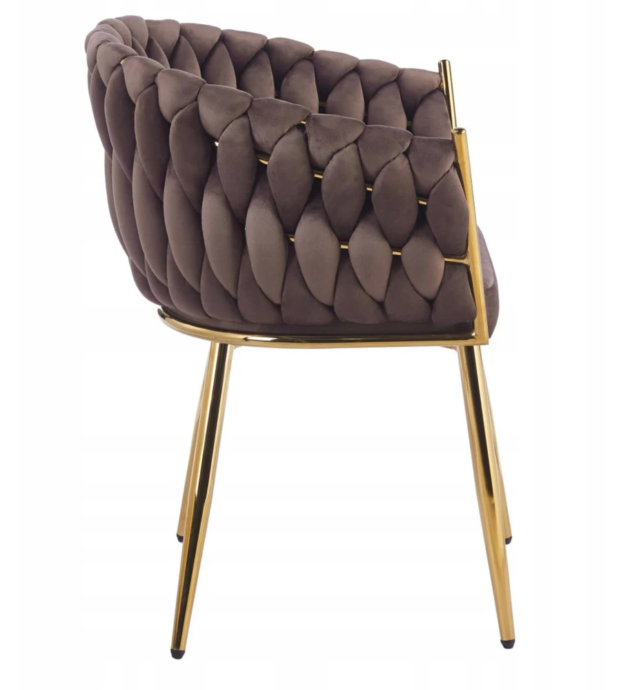 Furnitex MOKKA BROWN Interwoven Moderni kėdė su auksinėmis kojomis skirta biuro svetainei