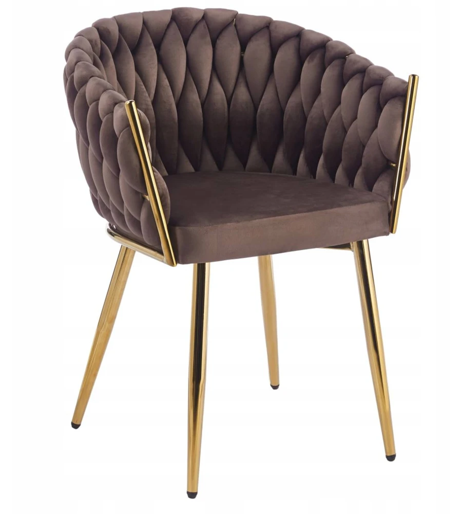 Furnitex MOKKA BROWN Interwoven Moderni kėdė su auksinėmis kojomis skirta biuro svetainei