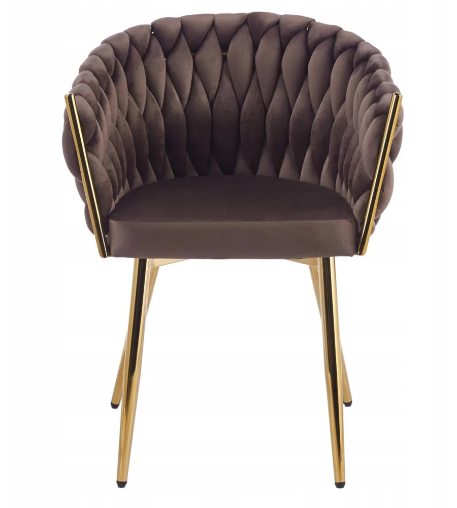 Furnitex MOKKA BROWN Interwoven Moderni kėdė su auksinėmis kojomis skirta biuro svetainei