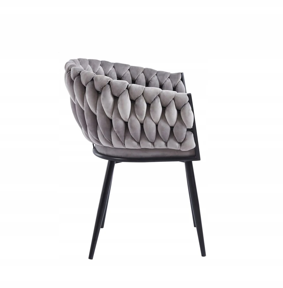 Furnitex Pilkas velvetas kėdė ant juodų kojų K7-fx