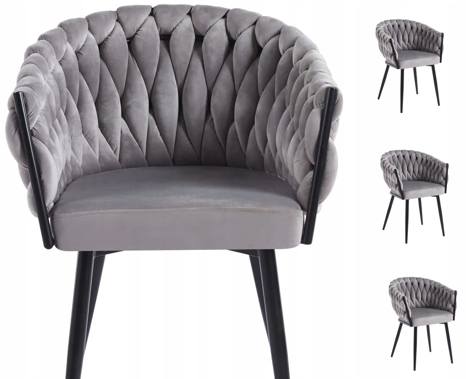 Furnitex Pilkas velvetas kėdė ant juodų kojų K7-fx