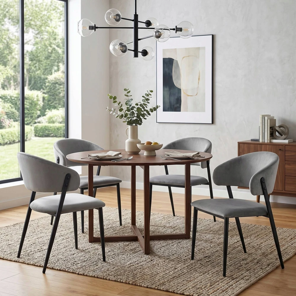 Furnitex Šiuolaikinė pilka veliūrinė Riviera 91 Loft minkšta kėdė svetainei