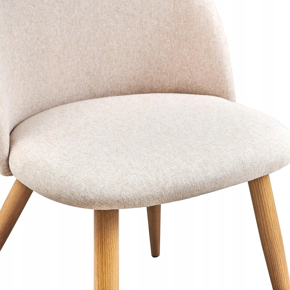 FurnitureR dizaino valgomojo kėdės, apvalkalo formos, švelnus smėlio spalvos audinys
