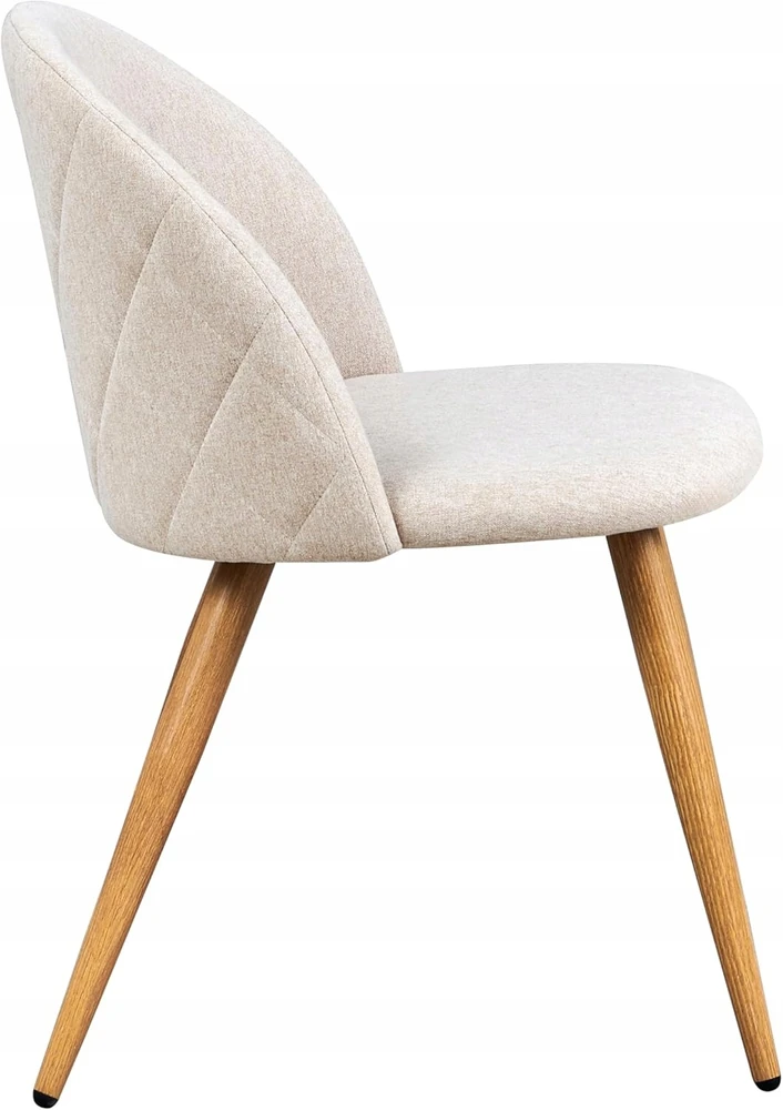FurnitureR dizaino valgomojo kėdės, apvalkalo formos, švelnus smėlio spalvos audinys