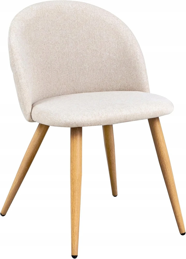 FurnitureR dizaino valgomojo kėdės, apvalkalo formos, švelnus smėlio spalvos audinys