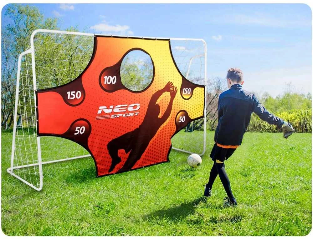 Neo-Sport Futbolo vartai 245 x 155 x 80 cm + taikinio kilimėlis