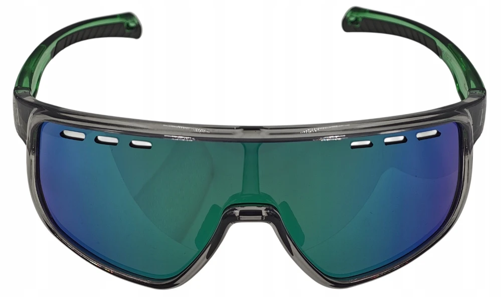 FUZLU FS1 UV400 veidrodiniai sportiniai dviračio akiniai TR90 pilki/žalia juoda