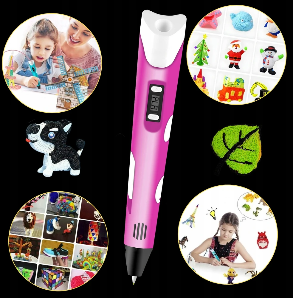 GALAXIA 3D PEN Vaikams 3D PRINTER PEN rinkinys ir PLA KASETĖS 110 METRU
