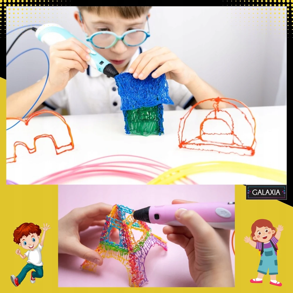 GALAXIA 3D PEN Vaikams Rašiklio rinkinys ir PLA KASETĖS 110 METRŲ 3D SPAUSDINtuvas