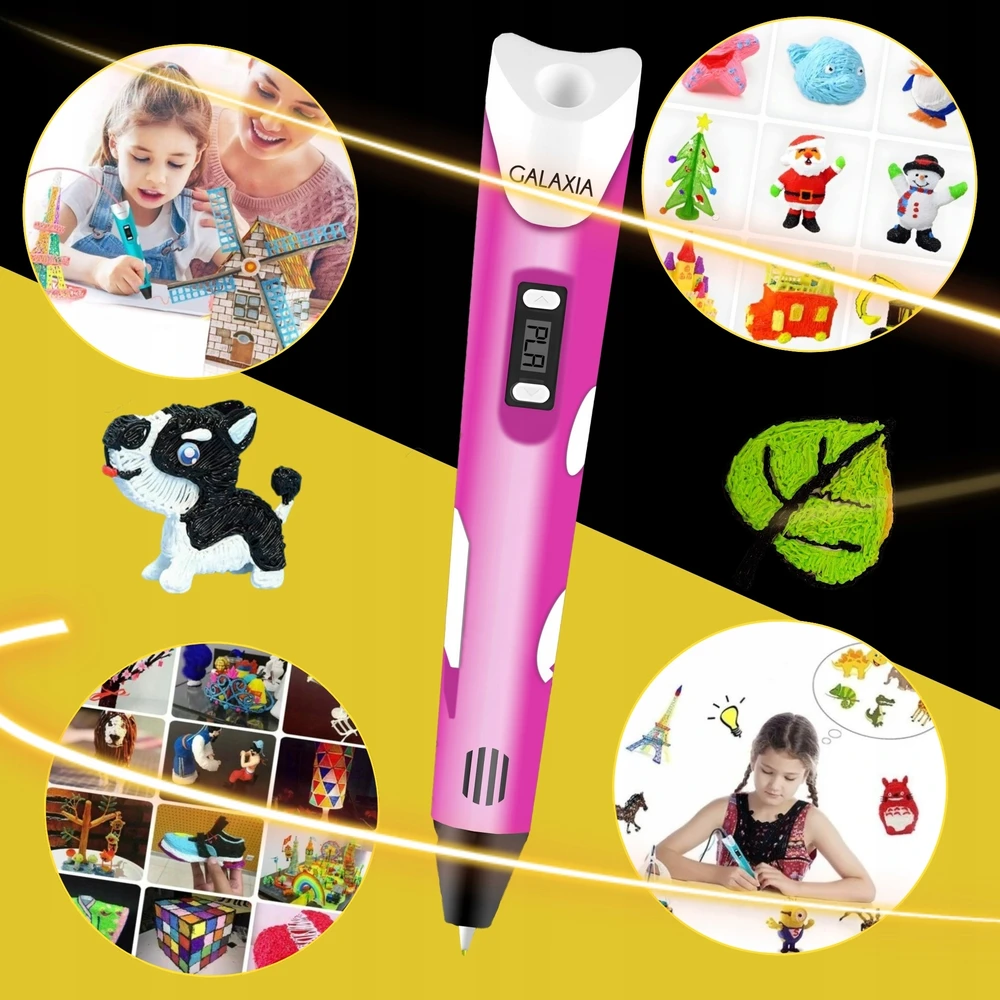 GALAXIA 3D PEN Vaikams rinkinys ir PLA PAPILDYMAS 110 METRU 3D SPAUSDINTUVO RAŠIKLIS