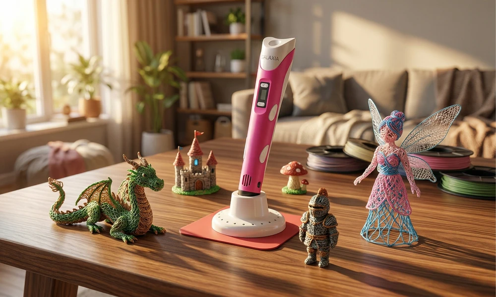 GALAXIA 3D RAŠIKLIŲ RINKINYS VAIKAMS PIEŠTI 3D SPAUSDINTUVAS + KASETĖS 260 METRU