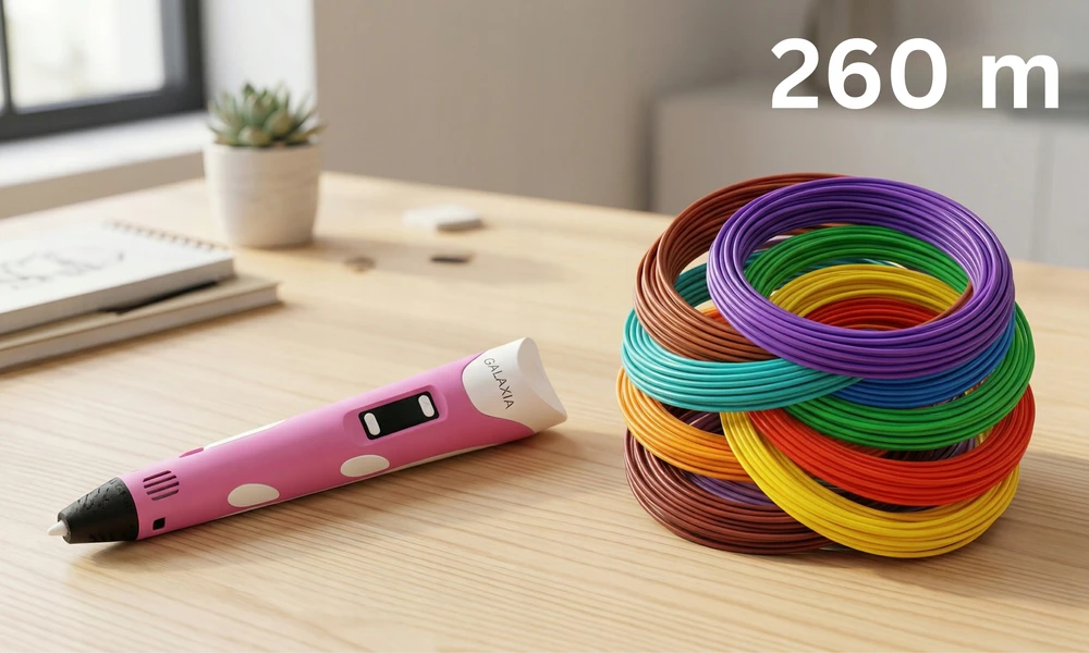 GALAXIA 3D RAŠIKLIŲ RINKINYS VAIKAMS PIEŠTI 3D SPAUSDINTUVAS + KASETĖS 260 METRU