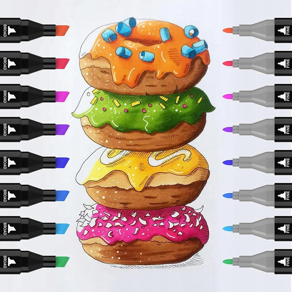 GALAXIA ALCOHOL MARKERS 80 Vnt Žymekliai Žymekliai Dvipusiai Markeriai Pro + BAG